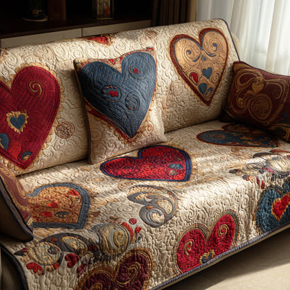 Rustic Heart Quilted Sofa Cover NCU0NTD1241
