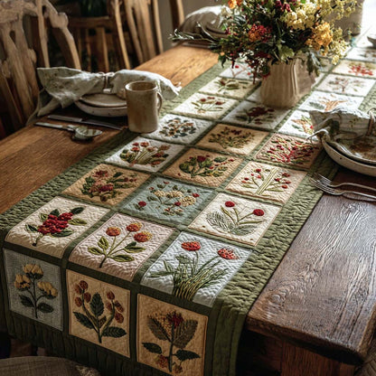 Rustic Herbarium Quilted Table Runner NCU0DQQ0564