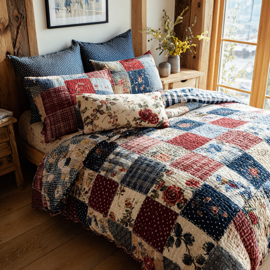 Rustic Heritage Bloom 3-Piece Quilted Bedding Set NCU0PVL838