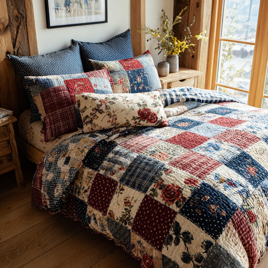Rustic Heritage Bloom 3-Piece Quilted Bedding Set NCU0PVL838