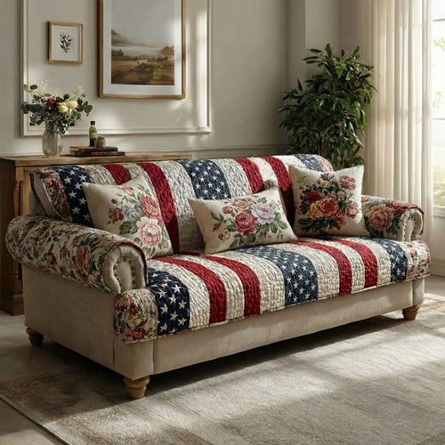 Rustic Liberty Quilted Sofa Cover NCU0LDH498