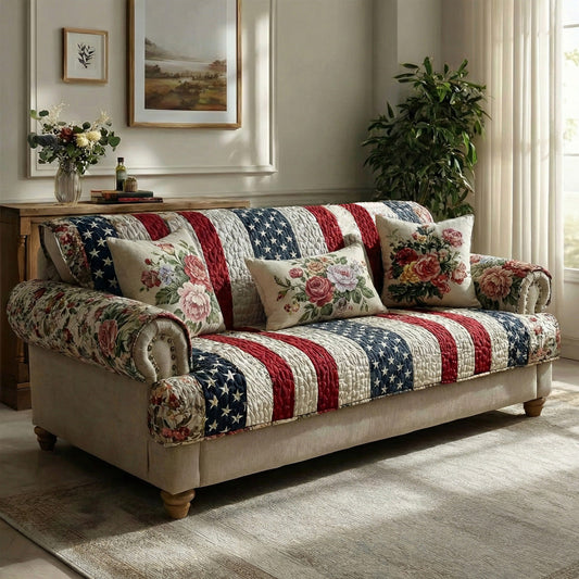 Rustic Liberty Quilted Sofa Cover NCU0LDH498