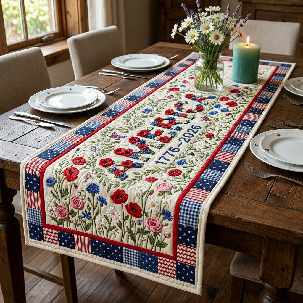 Rustic Liberty Quilted Table Runner NCU0DV2116