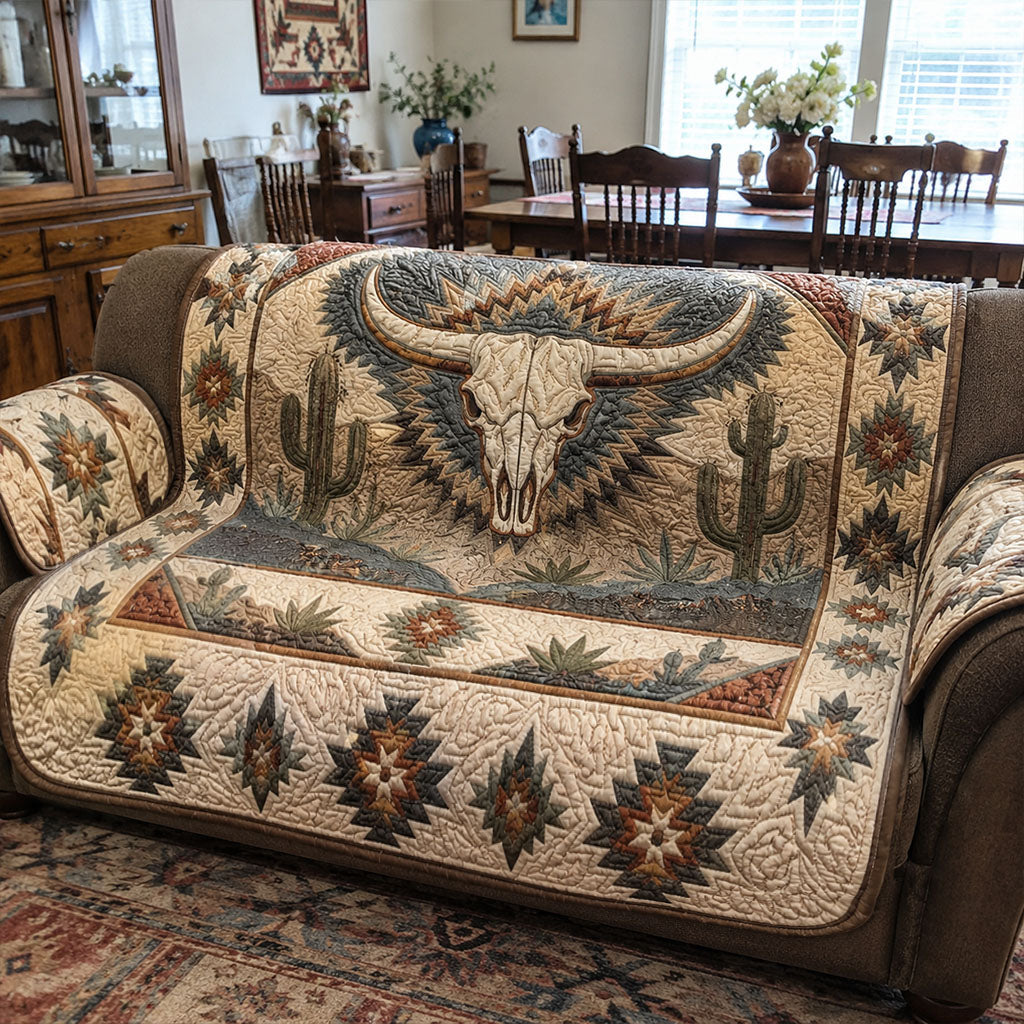 Rustic Longhorn Legacy Quilted Sofa Cover NCU0PTT3418