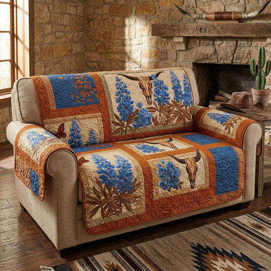 Rustic Longhorn Quilted Sofa Cover NCU0NTD1715