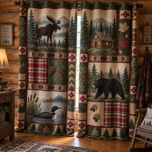 Rustic Loon Haven Quilted Curtains NCU0PVL1149