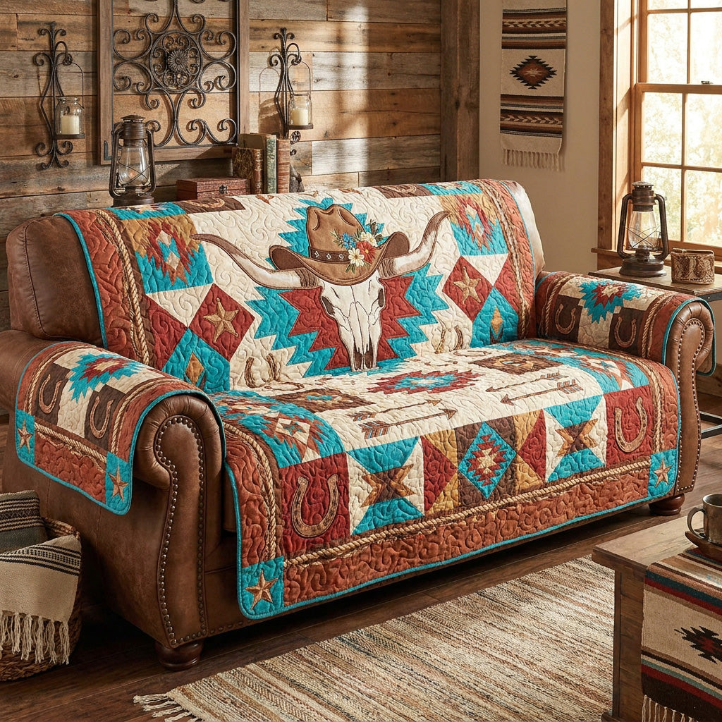 Rustic Maverick Quilted Sofa Cover NCU0NTV1126