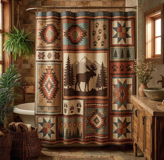 Rustic Moose Lodge Shower Curtain NCU0DQQ0722