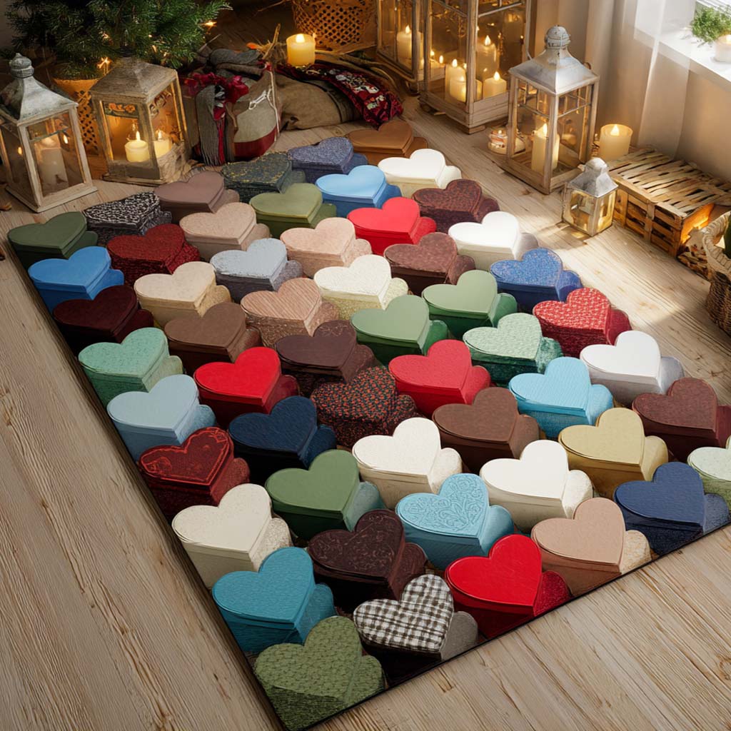 Rustic Multi-Color Hearts Area Rug NCU0NXD1231