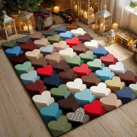 Rustic Multi-Color Hearts Area Rug NCU0NXD1231
