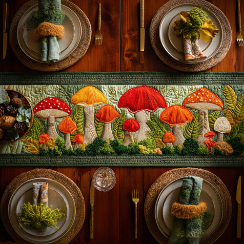 Rustic Mushroom Quilted Table Runner NCU0HNH606