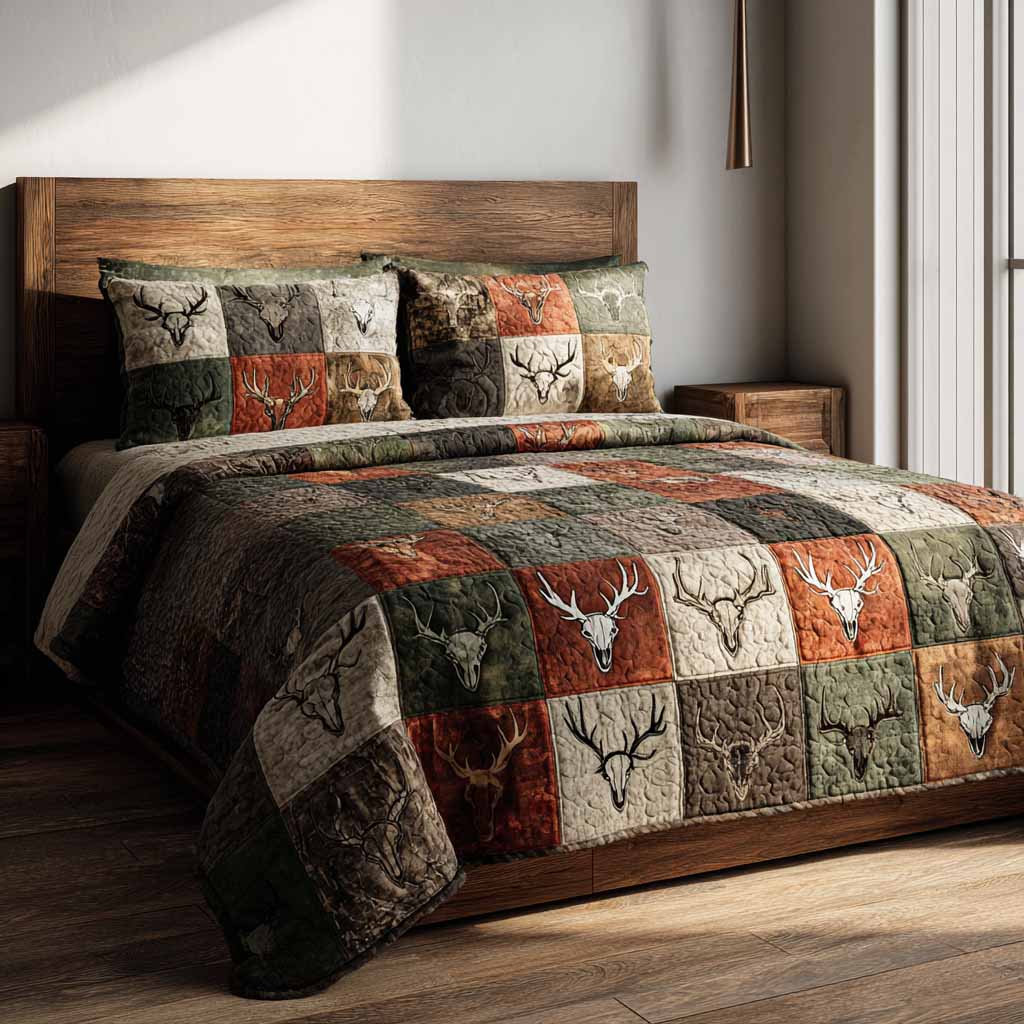 Rustic Patch 3-Piece Quilted Bedding Set NCU0NXD1729