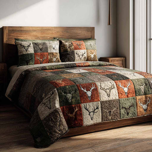 Rustic Patch 3-Piece Quilted Bedding Set NCU0NXD1729