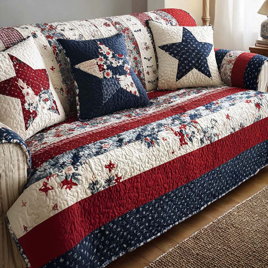 Rustic Patch Quilted Sofa Cover NCU0NNT2721