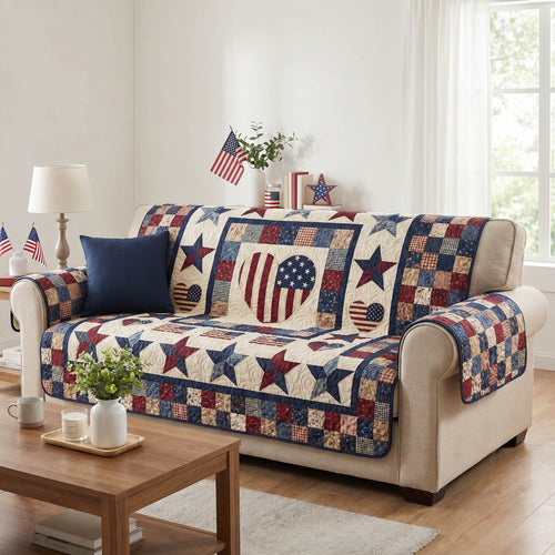Rustic Patch Quilted Sofa Cover NCU0NTD1979