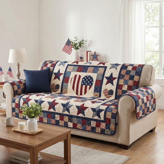 Rustic Patch Quilted Sofa Cover NCU0NTD1979