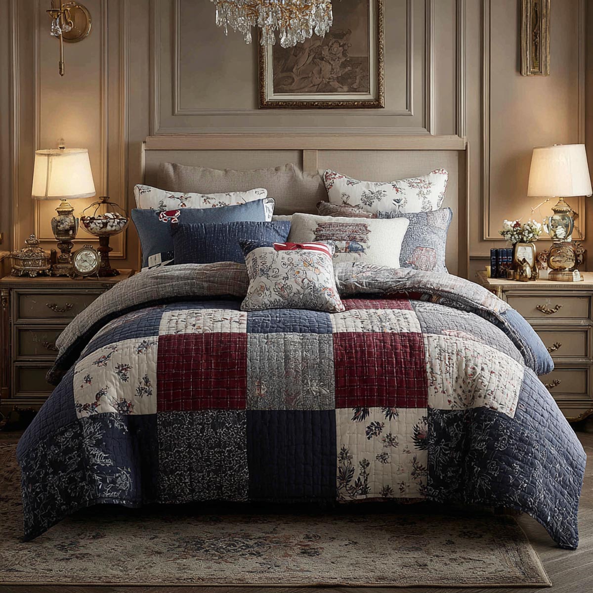 Rustic Patchwork 3-Piece Quilted Bedding Set NCU0DV1892