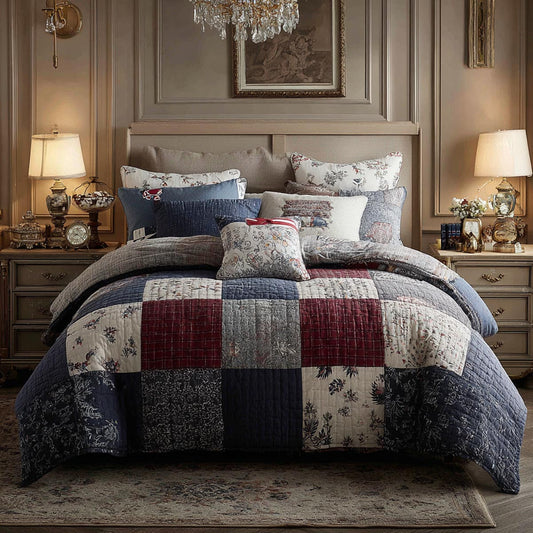 Rustic Patchwork 3-Piece Quilted Bedding Set NCU0DV1892