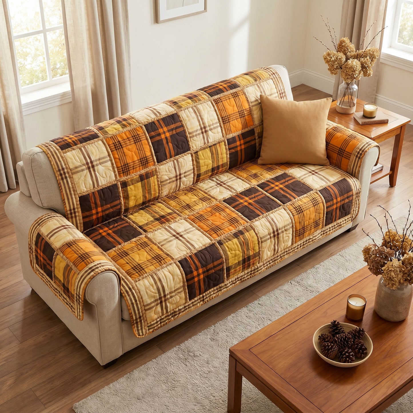 Rustic Patchwork Quilted Sofa Cover NCU0NTD2006