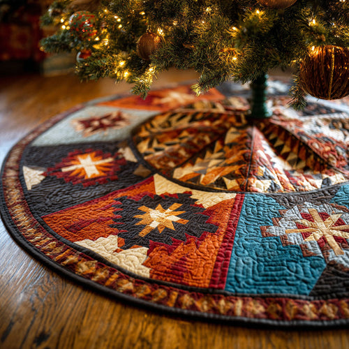 Rustic Patchwork Star Christmas Quilted Tree Skirt NCU0NTV473
