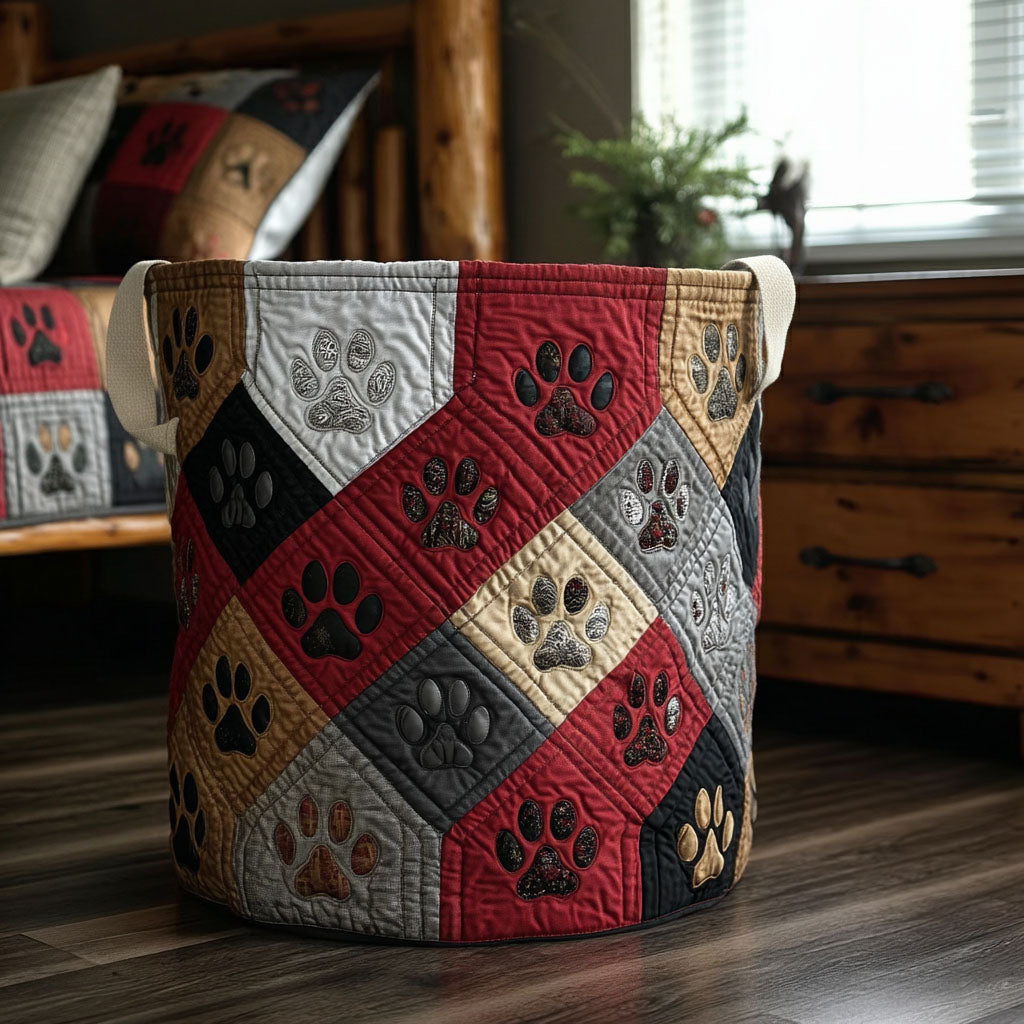 Rustic Paw Homestead Quilted Laundry Basket NCU0PTT2815