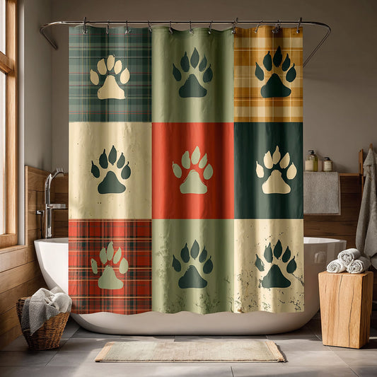 Rustic Paw Panels Shower Curtain NCU0LDH812