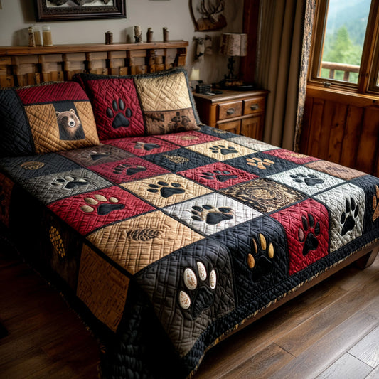 Rustic Paw Trail 3-Piece Quilted Bedding Set NCU0PTT2913