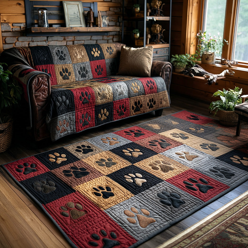 Rustic Pawprint Area Rug NCU0PTT2622