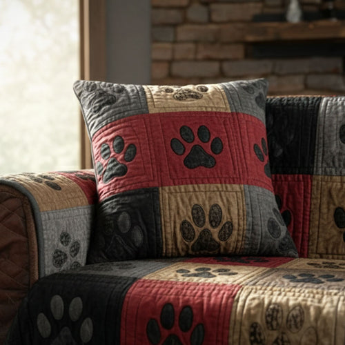 Rustic Pawprint Quilted Pillow Case NCU0PTT2622