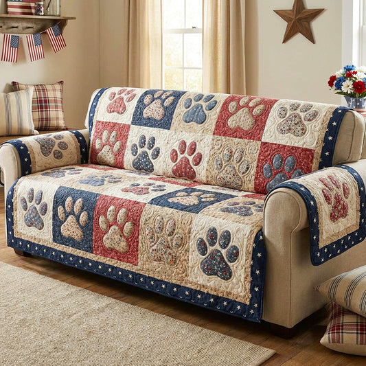 Rustic Pawprint Quilted Sofa Cover NCU0NTV1064