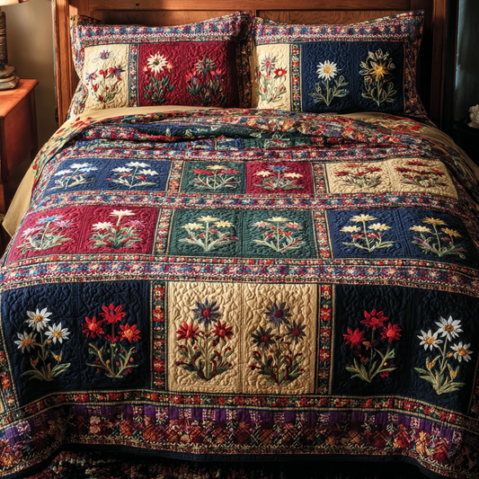Rustic Petals 3-Piece Quilted Bedding Set NCU0DDK449