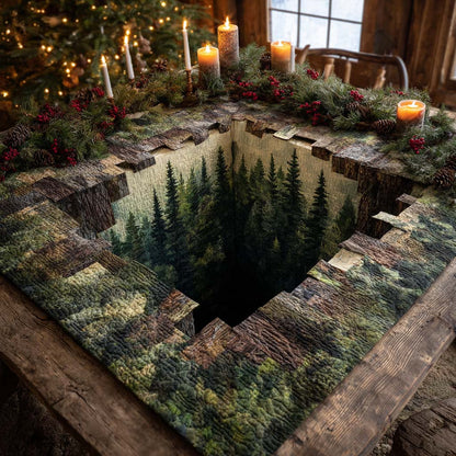 Rustic Pine Forest Quilted Table Topper NCU0NXD338