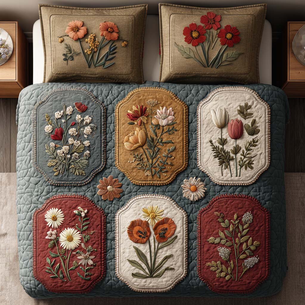 Rustic Posy 3-Piece Quited Bedding Set NCU0NNT866