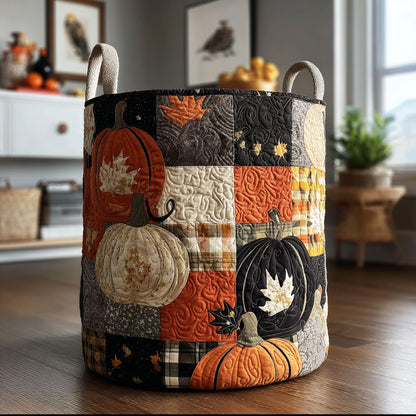 Rustic Pumpkin Fields Quilted Laundry Basket NCU0PTT3288
