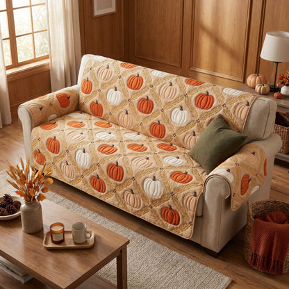 Rustic Pumpkin Quilted Sofa Cover NCU0NTD1994
