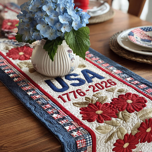 Rustic Remembrance Quilted Table Runner NCU0PTT3152