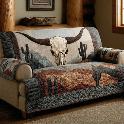 Rustic Ridge Bull Quilted Sofa Cover NCU0LDH880