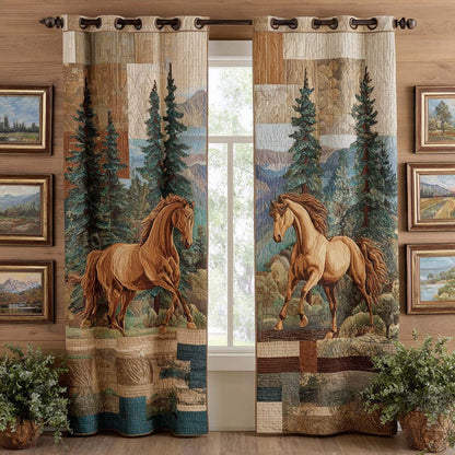 Rustic River Horses Quilted Curtains NCU0NXD1355