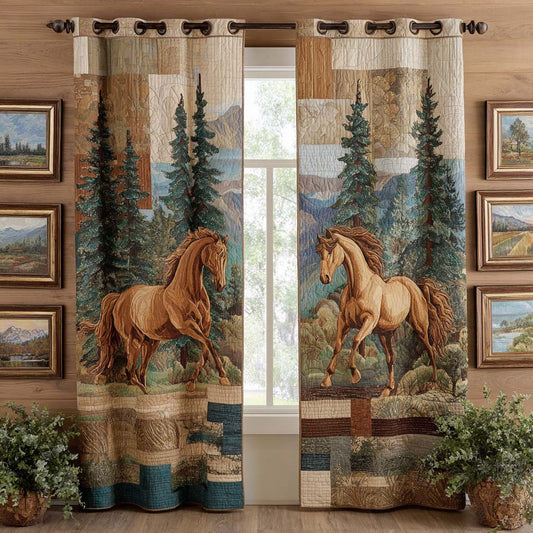 Rustic River Horses Quilted Curtains NCU0NXD1355