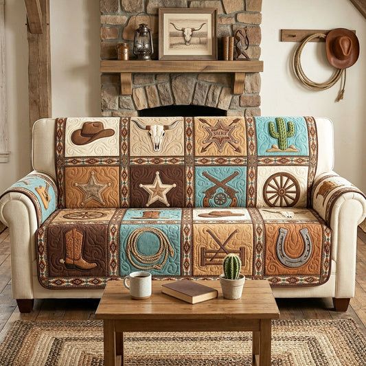 Rustic Rodeo Quilted Sofa Cover NCU0NTV1115