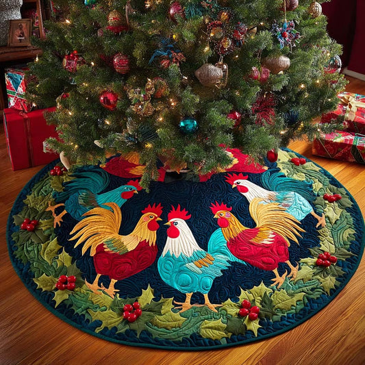 Rustic Rooster Christmas Quilted Tree skirt NCU0NNT2550