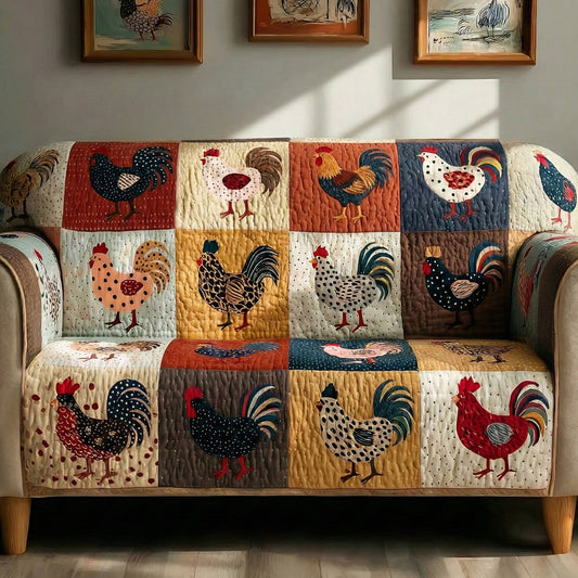 Rustic Rooster Quilted Sofa Cover NCU0LDH380