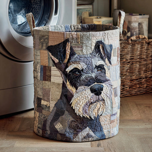 Rustic Schnauzer Check Quilted Laundry Basket NCU0HNH538