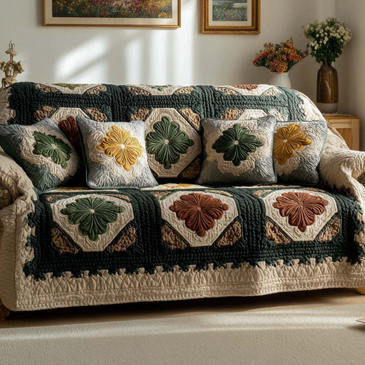 Rustic Shamrock Quilted Sofa Cover NCU0NXD1366