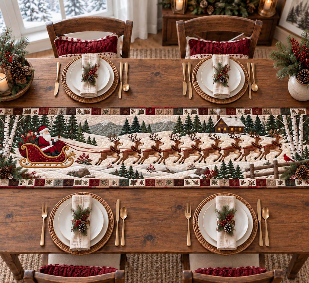 Rustic Sleigh Quilted Table Runner NCU0HNH1291