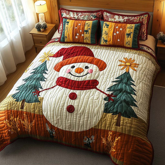 Rustic Snowman 3-Piece Quilted Bedding Set NCU0DQQ044