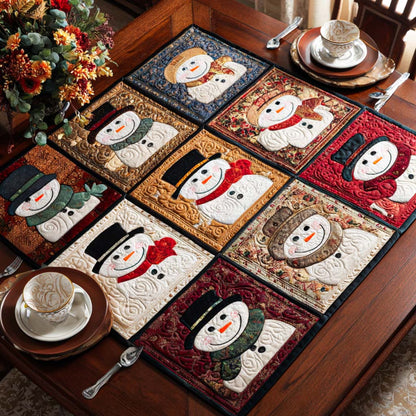 Rustic Snowmen Charm Quilted Table Topper NCU0NNT1529