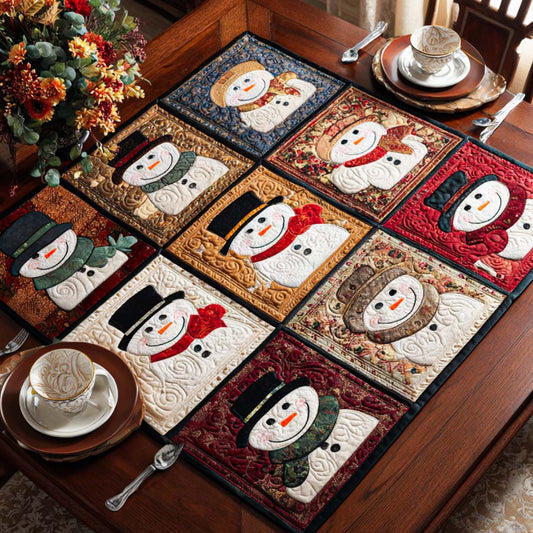 Rustic Snowmen Charm Quilted Table Topper NCU0NNT1529