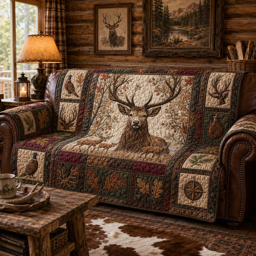 Rustic Stag Quilted Sofa Cover NCU0DQQ0879