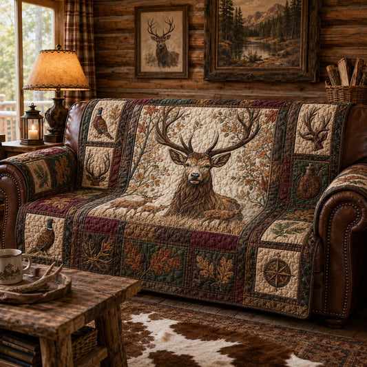 Rustic Stag Quilted Sofa Cover NCU0DQQ0879